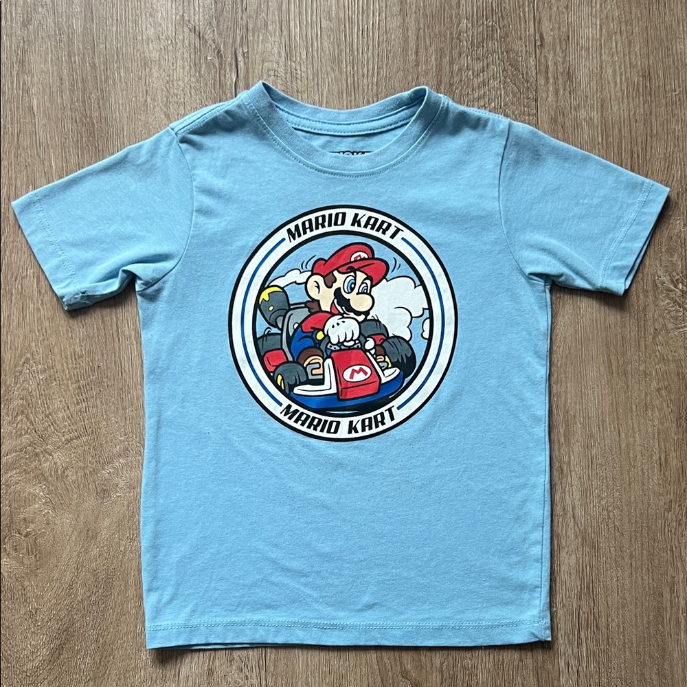 Mario Kart Blue Kids Graphic Tee Size 4/5 (Extra Small)
